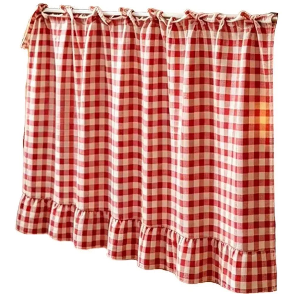 Farmhouse Plaid Kitchen Stove Cover with Ruffled Edges