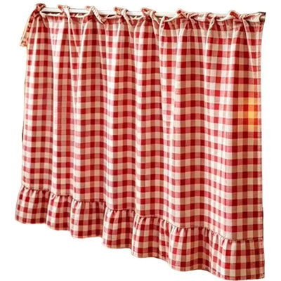 Farmhouse Plaid Kitchen Stove Cover with Ruffled Edges