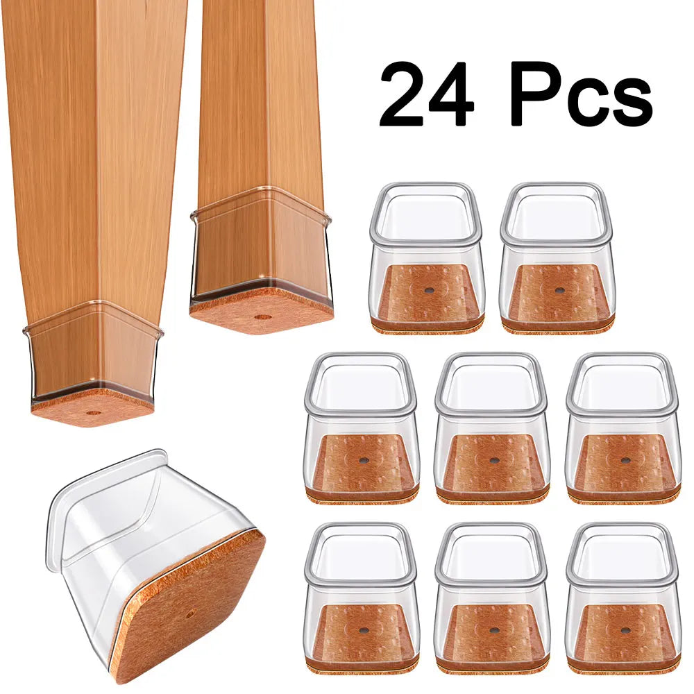 24-Pack Square Silicone Furniture Leg Caps
