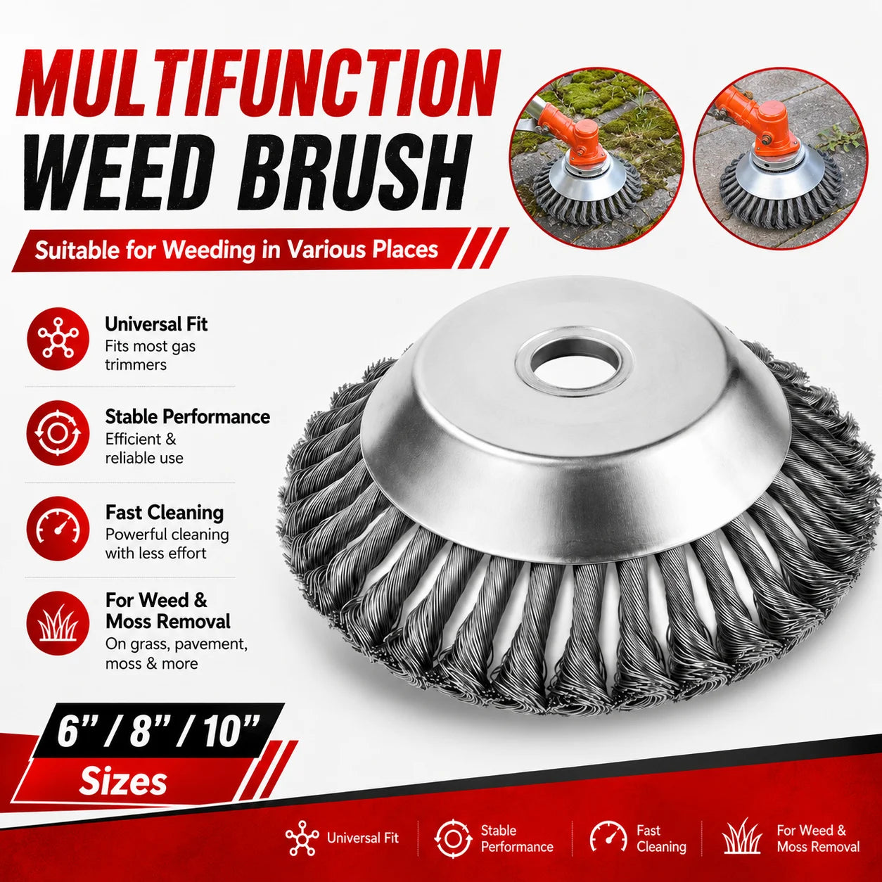 6/8/10 Inch Steel Wire Weed Trimmer Head