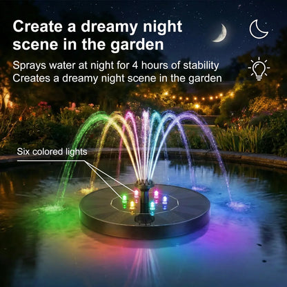 Solar Fountain Pump with LED Lights