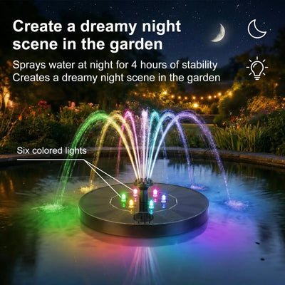 Solar Fountain Pump with LED Lights
