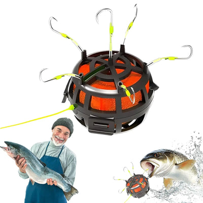 Anti-Tangle Bottom Bait Cage Feeder Rig (6 Hooks)