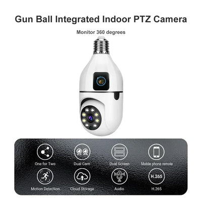 8MP Dual-Lens E27 WiFi Security Camera
