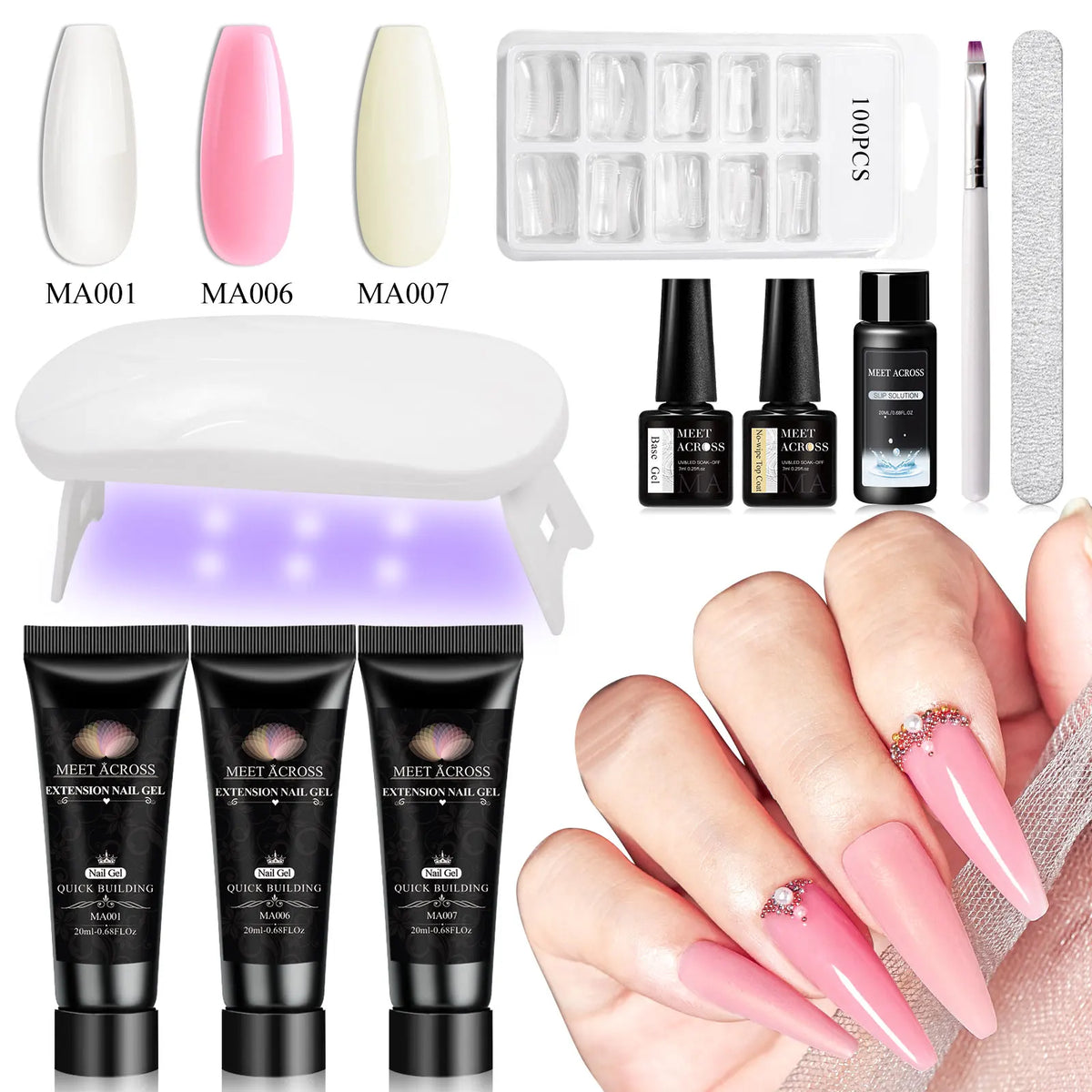 Set de 10 piezas para extensión de uñas de poligel