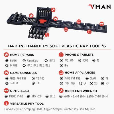 55-in-1 Precision Magnetic Screwdriver Set with 360° Swivel Handle