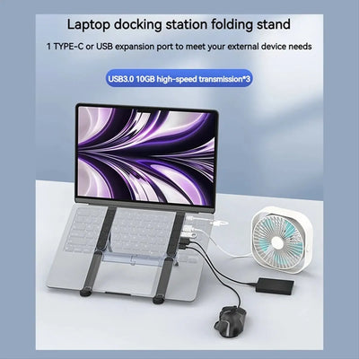 2-in-1 Adjustable Laptop Stand with USB Hub