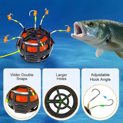 Anti-Tangle Bottom Bait Cage Feeder Rig (6 Hooks)