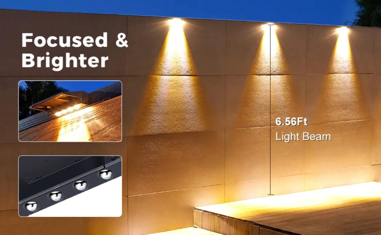 2 Pack Solar Wall Lights – 4 LED Outdoor