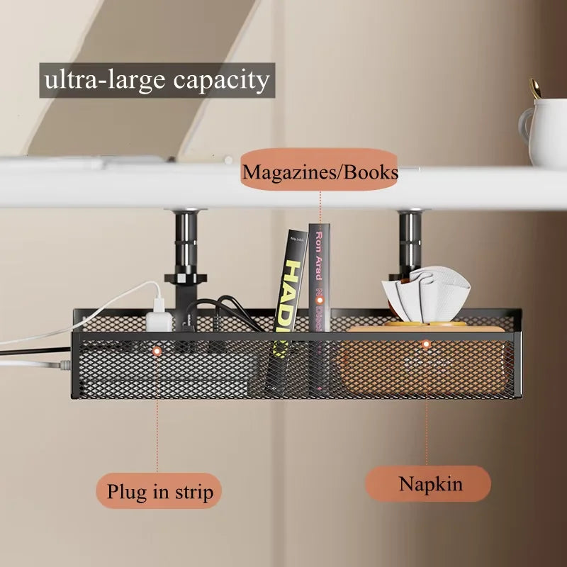 No-Drill Under Desk Cable Management Tray