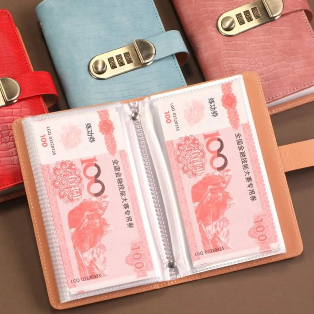 PU Leather 100 Envelope Money Saving Challenge Binder with Combination Lock