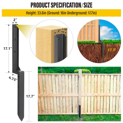 Heavy-Duty Steel Fence Post Repair Stakes (2-Pack)
