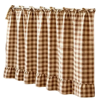 Farmhouse Plaid Kitchen Stove Cover with Ruffled Edges