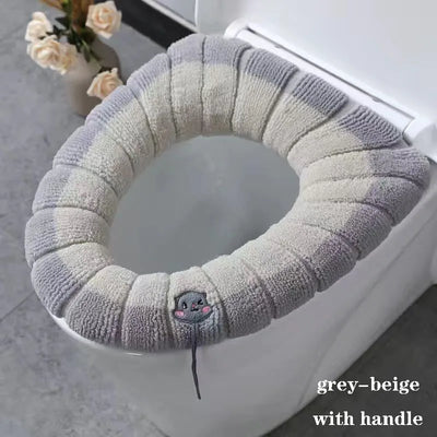 Soft Plush Toilet Seat Cover with Handle – Warm & Reusable