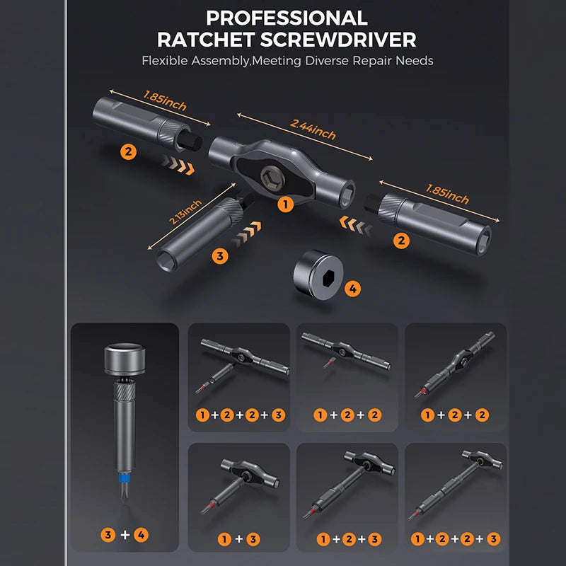 74-in-1 Magnetic Ratchet Screwdriver Set