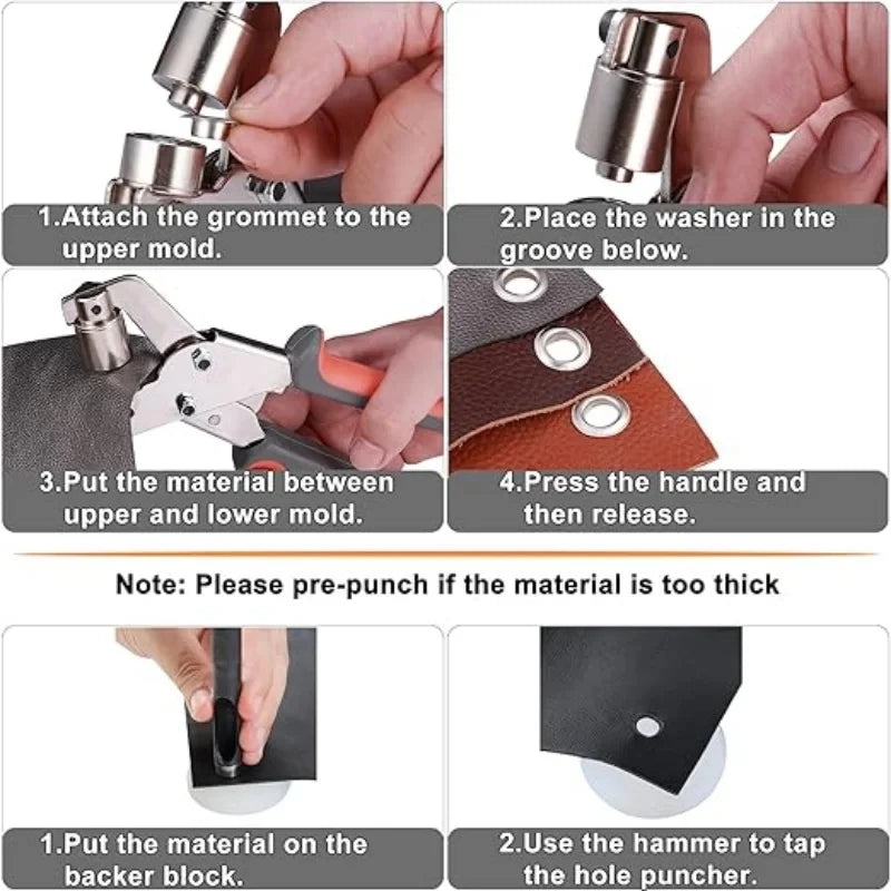 6mm/10mm Handheld Grommet & Eyelet Punch Pliers