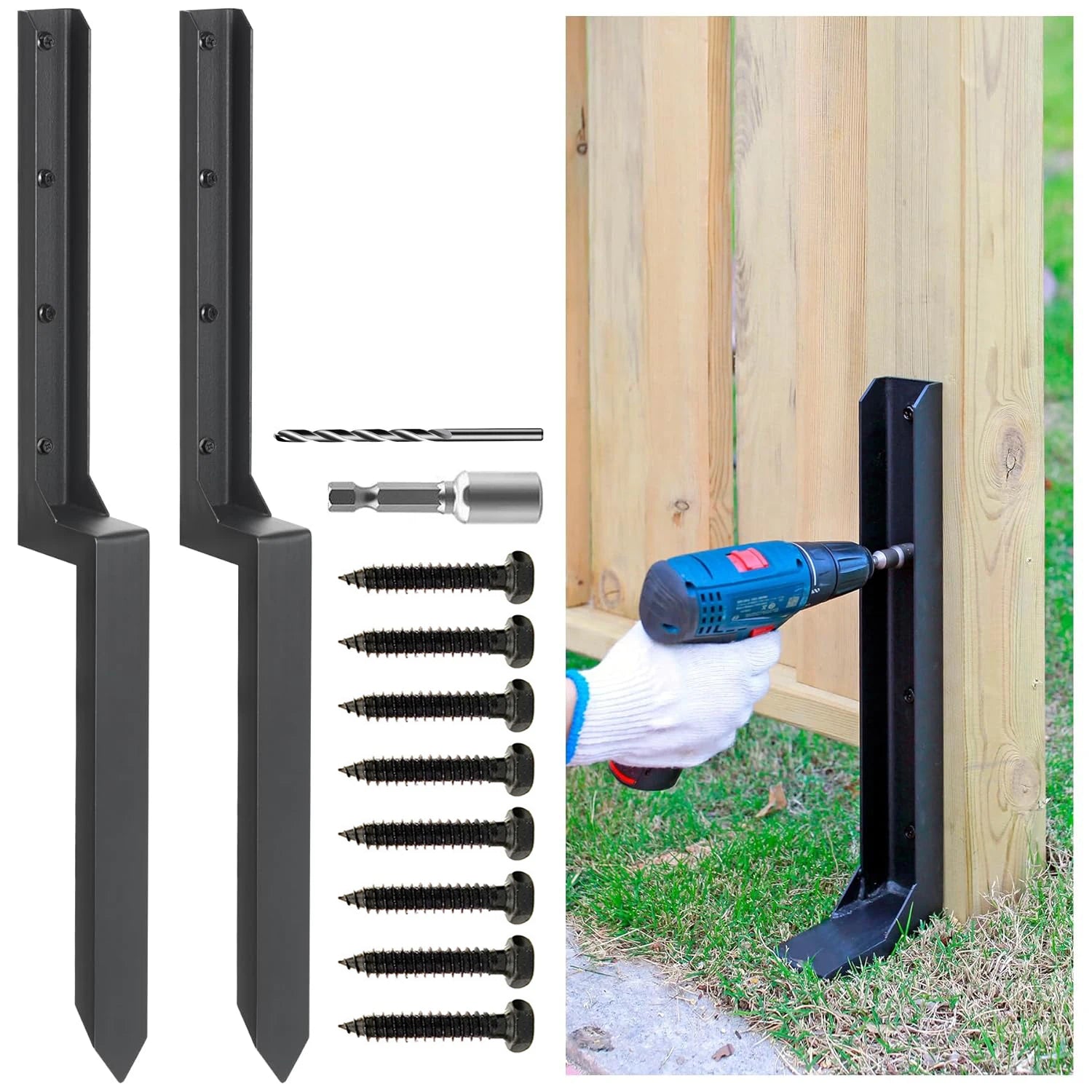 Heavy-Duty Steel Fence Post Repair Stakes (2-Pack)