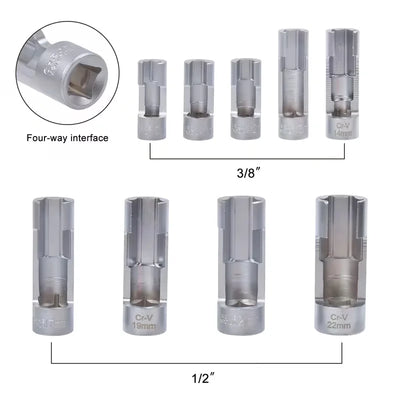 9-Piece Oxygen Sensor & Fuel Pipe Socket Set