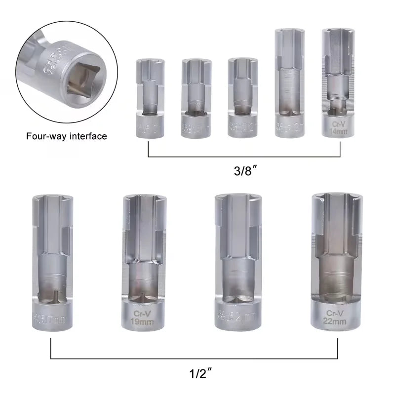 9-Piece Oxygen Sensor & Fuel Pipe Socket Set