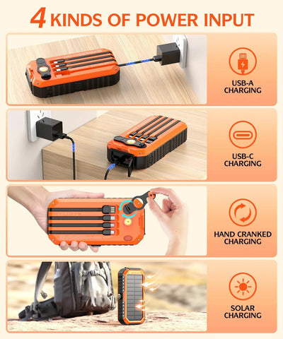 40000mAh Solar Power Bank + Hand Crank