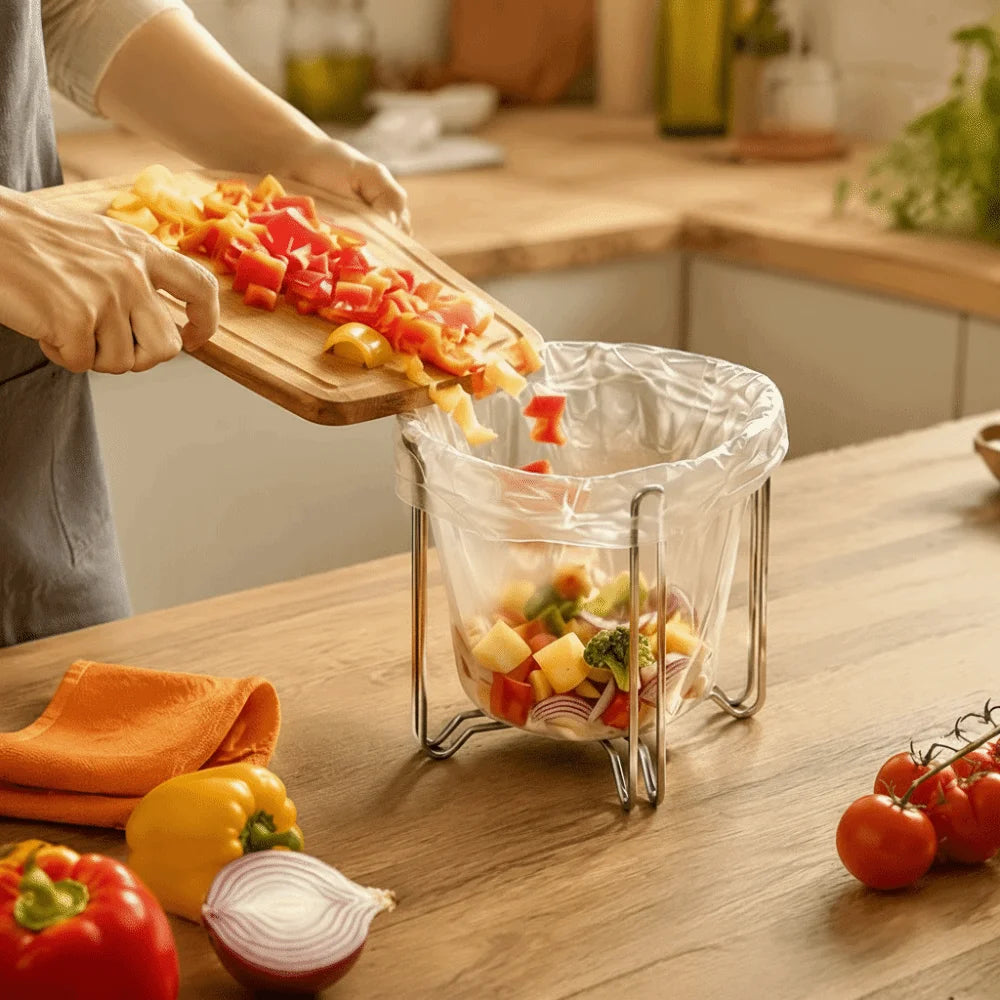 Portable Stainless Steel Folding Garbage Bag Holder