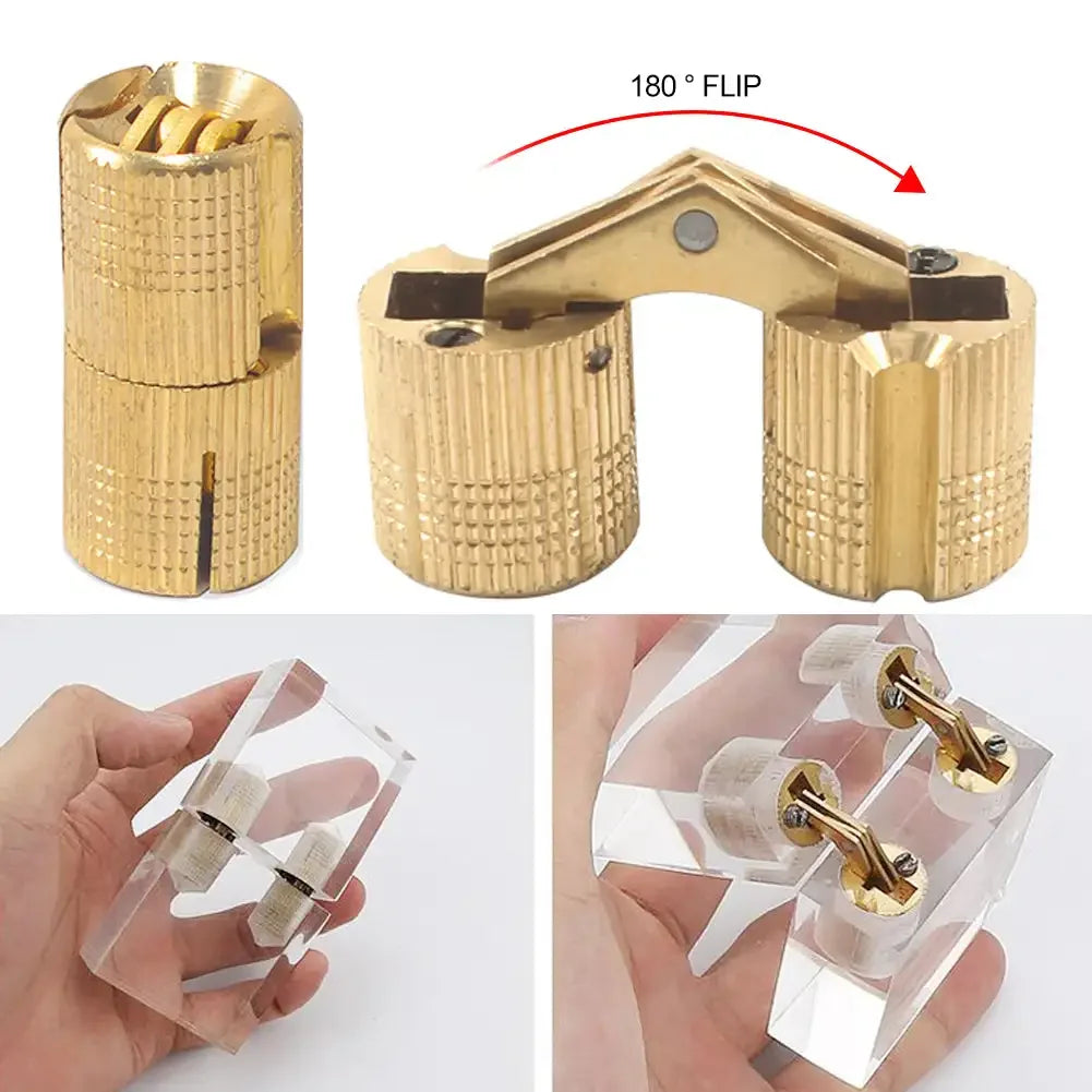 Solid Brass Hidden Barrel Hinges for Woodworking
