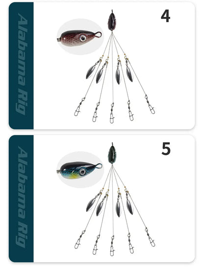 5-Arm Alabama Umbrella Rig Fishing Lure Set