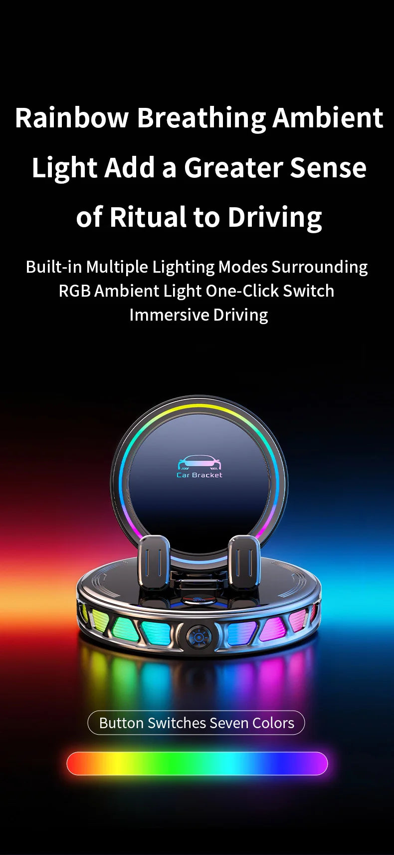 15W Auto-Clamping Wireless Car Charger with RGB Lights