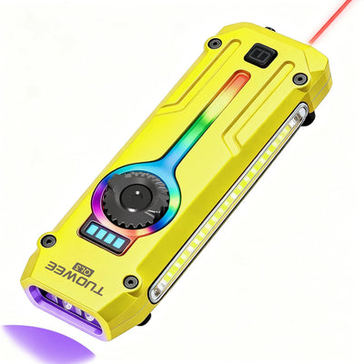 Rechargeable EDC Flashlight with UV, Laser & RGB Light