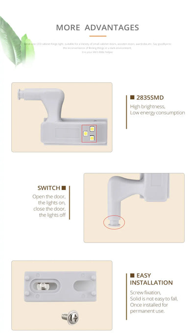 10-Pack LED Cabinet Hinge Lights