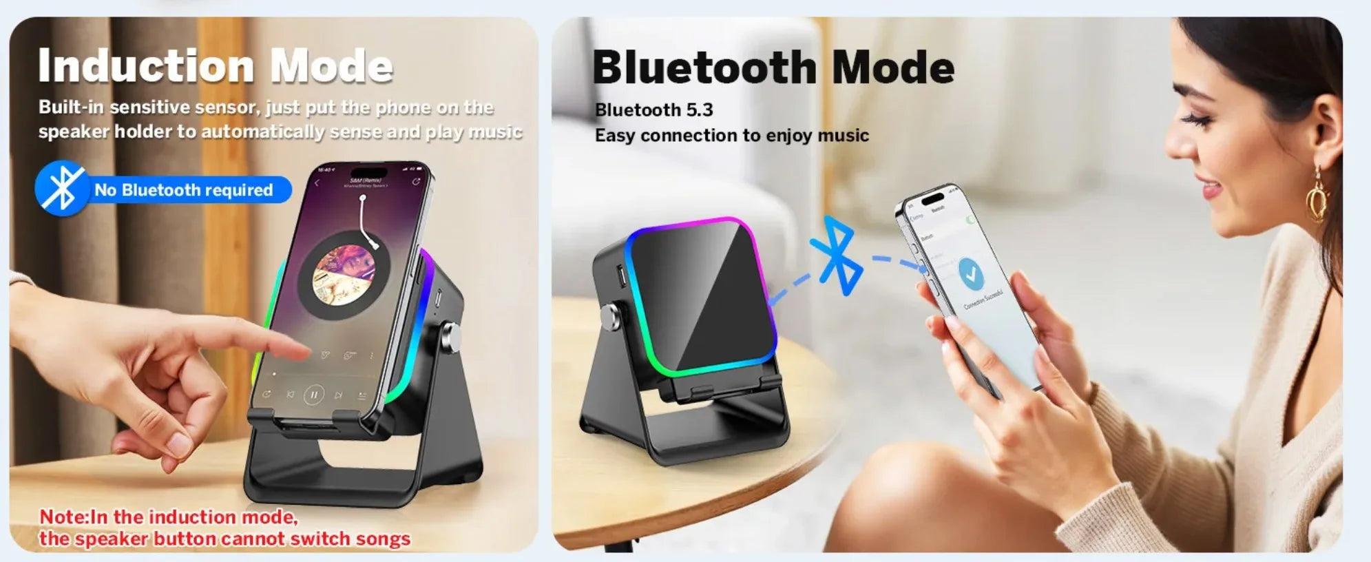 5-in-1 Bluetooth Speaker Phone Stand with RGB Light
