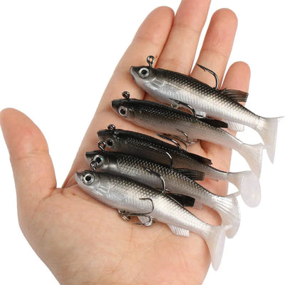 5PCS Soft Fishing Lure Kit 3.3in