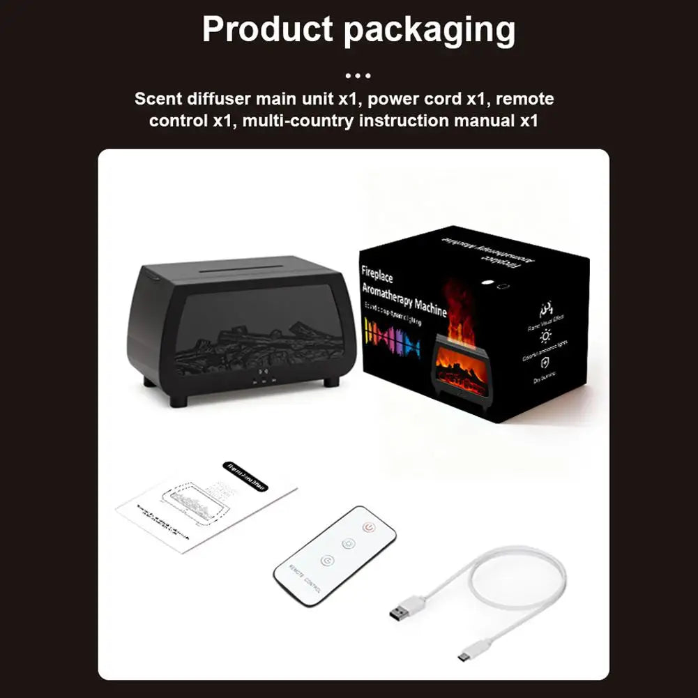 Flame Effect Ultrasonic Aroma Diffuser with LED Lights