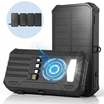 48,000mAh Solar Power Bank with 4 Panels & Wireless Charging