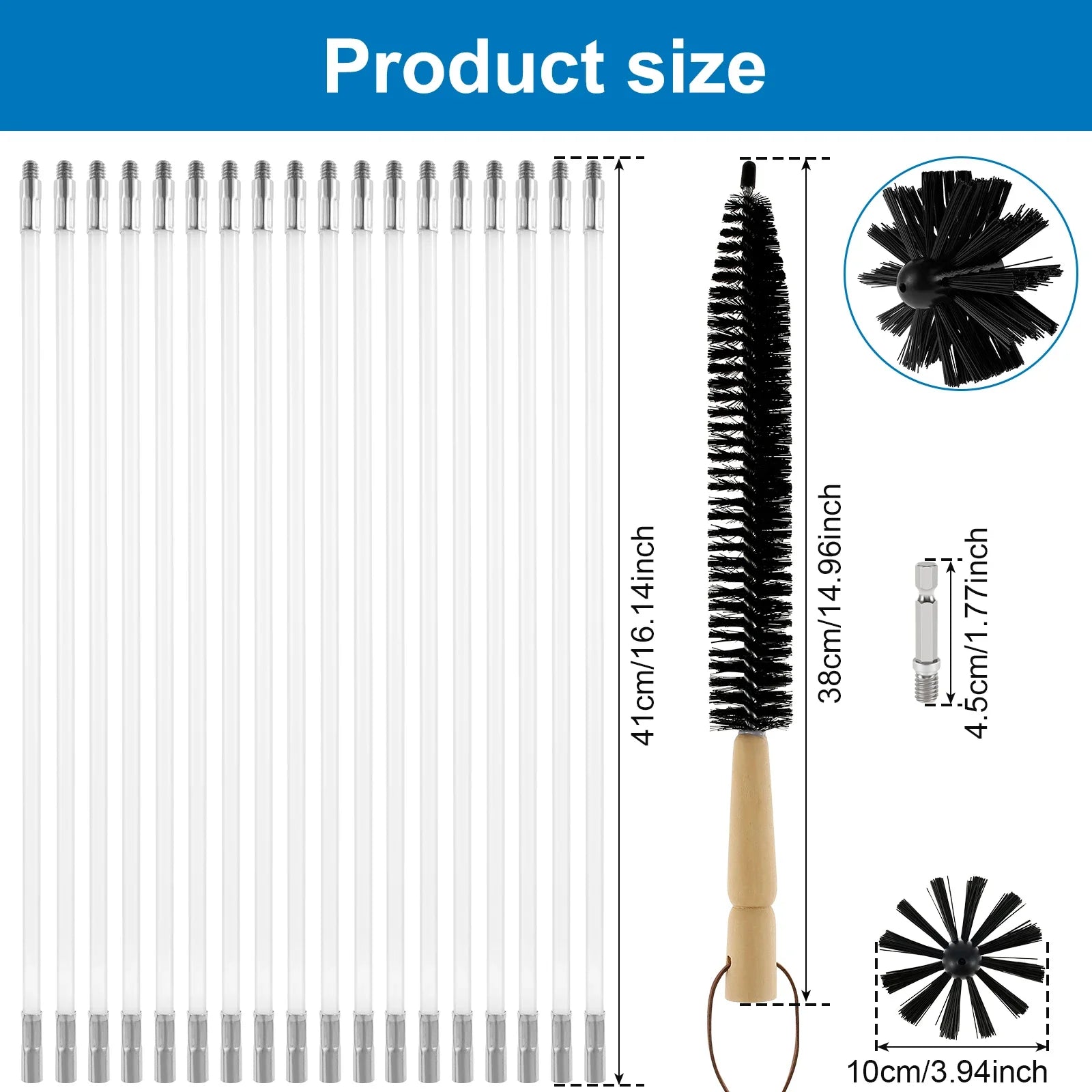 Extendable Chimney Cleaning Brush & Flexible Rod Kit