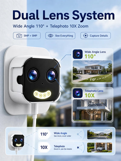PRO 5MP Dual-Lens WiFi Security Camera with 10X Zoom