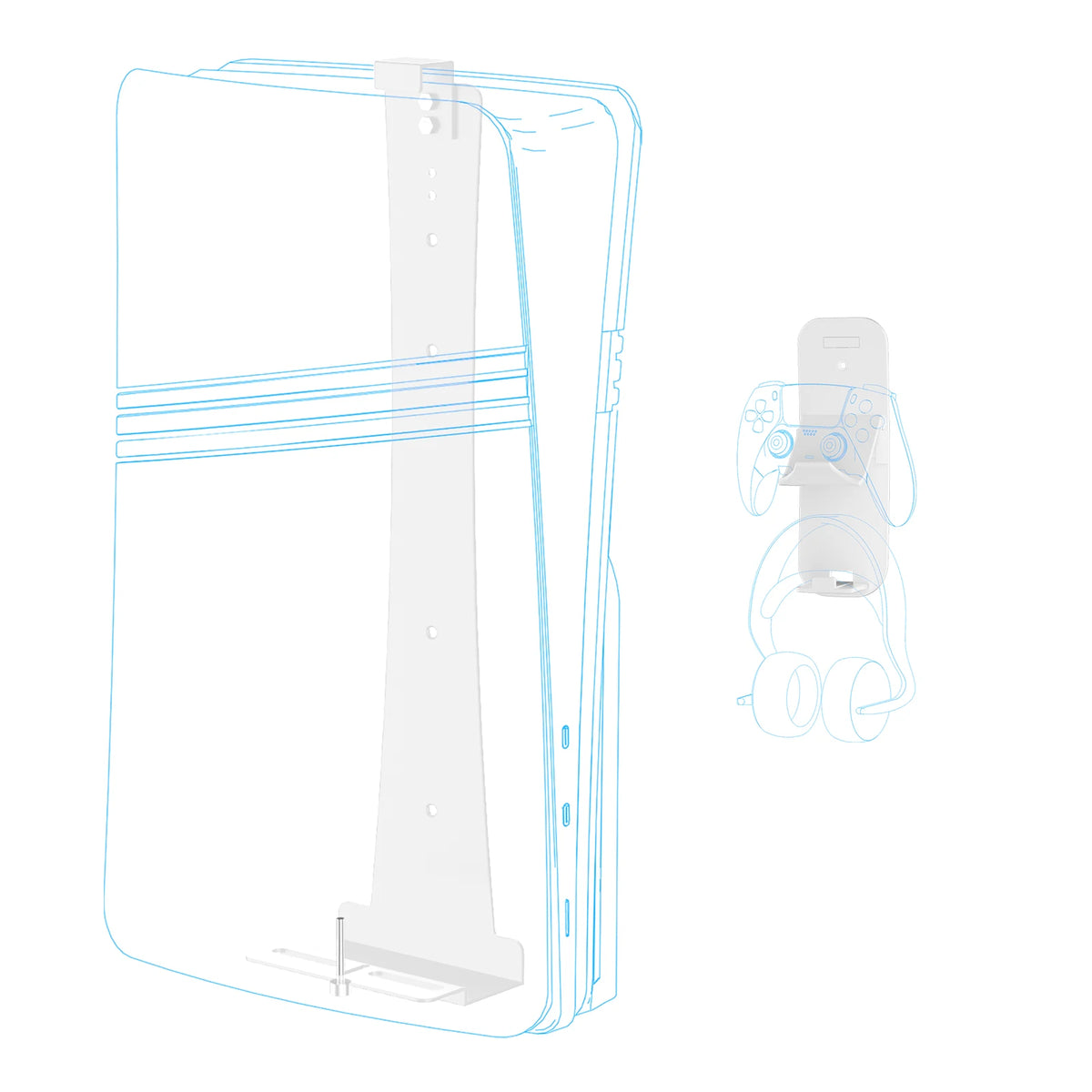 PS5 Slim Metal Wall Mount with Controller & Headset Holders