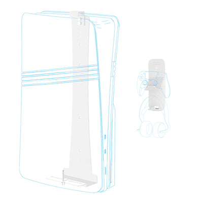 PS5 Slim Metal Wall Mount with Controller & Headset Holders