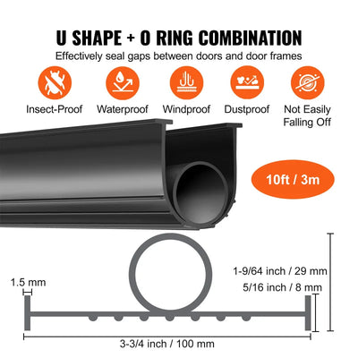 U+O Shaped Garage Door Bottom Weather Seal