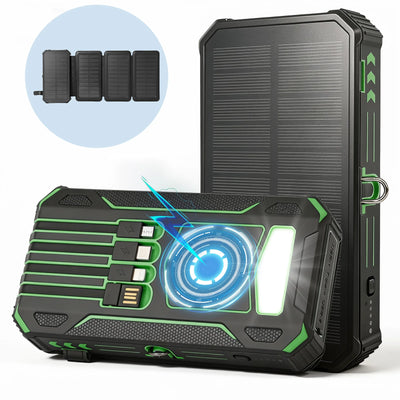 48,000mAh Solar Power Bank with 4 Panels & Wireless Charging