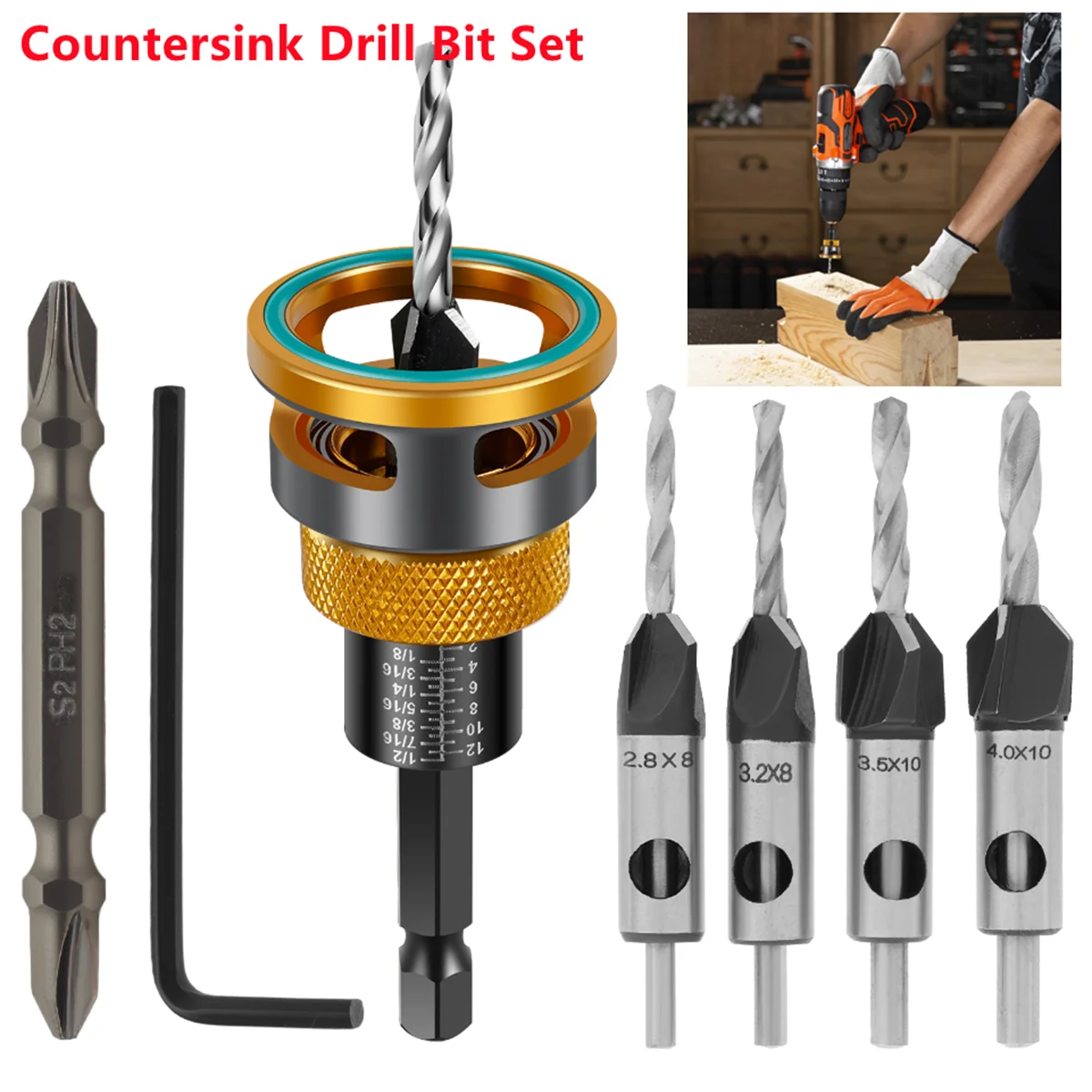 Adjustable Countersink Drill Bit
