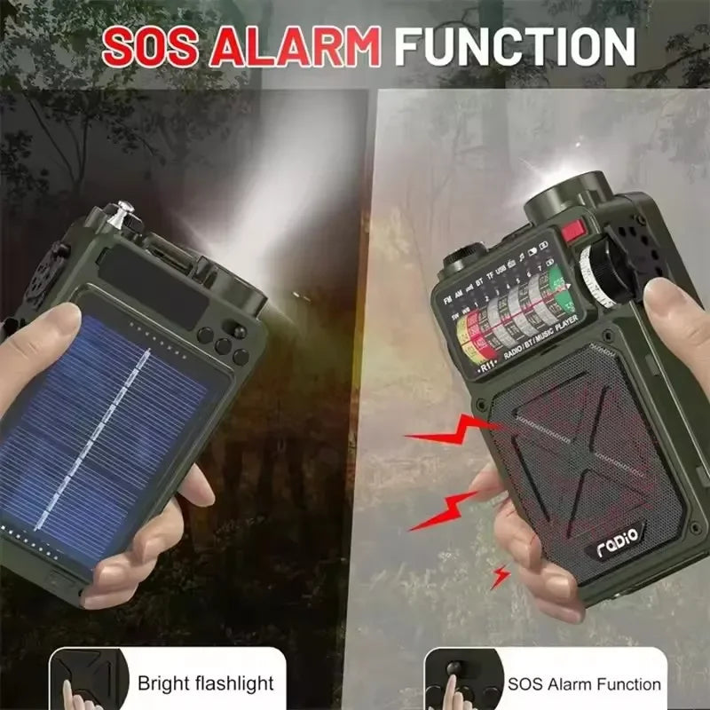 R11 Solar & Hand-Crank Emergency Radio Speaker