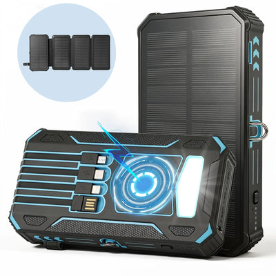 48,000mAh Solar Power Bank with 4 Panels & Wireless Charging
