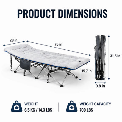 Heavy-Duty Folding Camping Cot with Padded Mattress