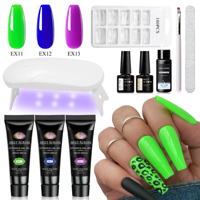 Set de 10 piezas para extensión de uñas de poligel