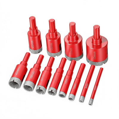 12-Piece Vacuum Brazed Diamond Hole Saw Drill Bit Set with Storage Case