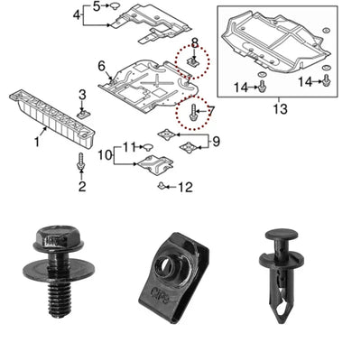 Automotive M6 Metal U-Nut Clip & Bolt Screw Fastener Set (10/20-Pack)