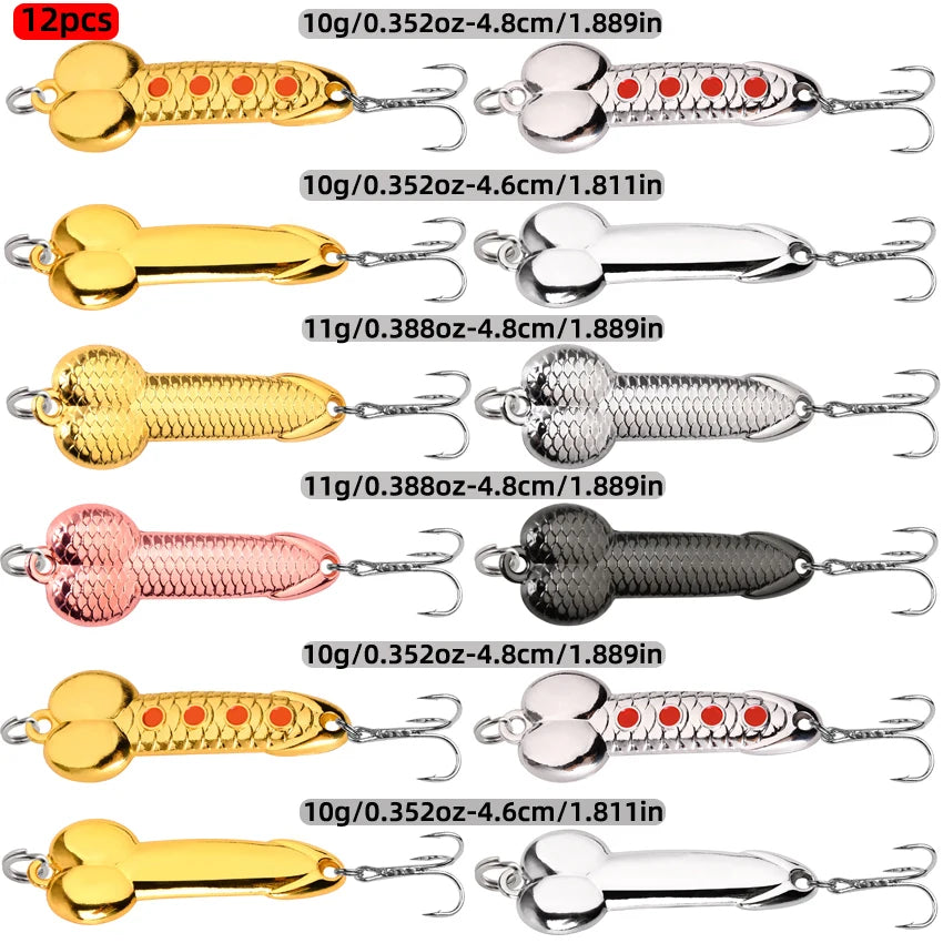 12PCS Metal Fishing Spoon Lure Set