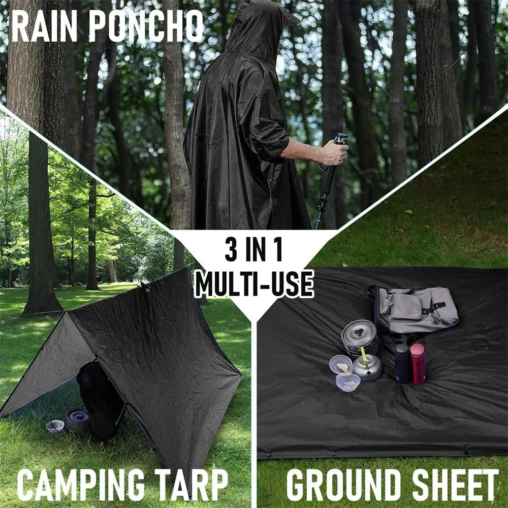 3-in-1 Military Rain Poncho Shelter
