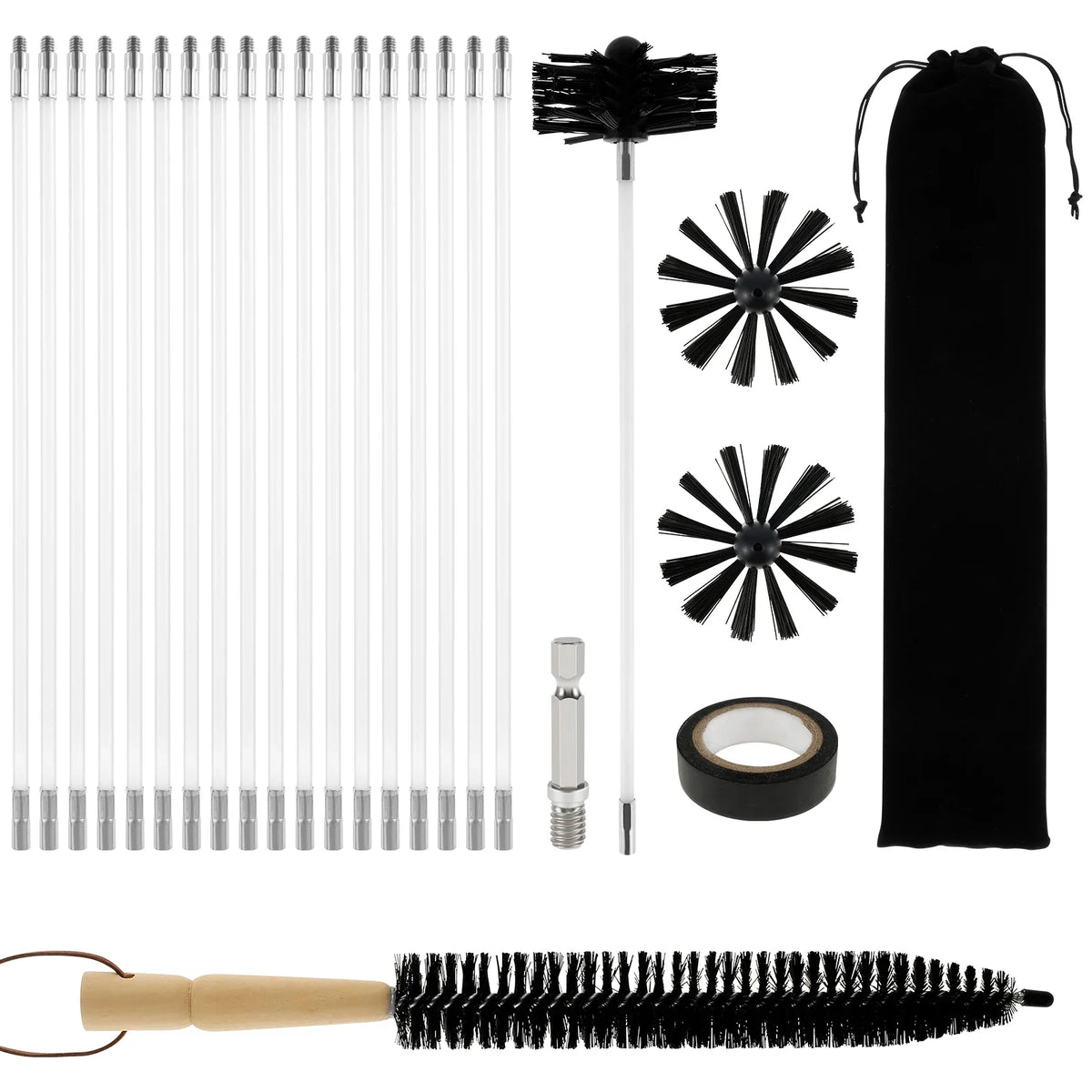 Extendable Chimney Cleaning Brush & Flexible Rod Kit